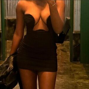 Fashion Nova Black Cutout Strapless Mini Dress